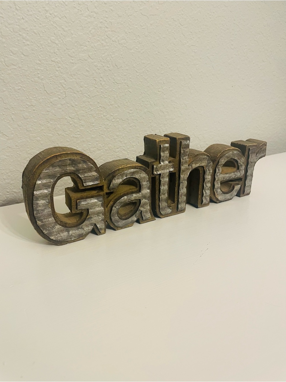 Rustic Wooden 'Gather' Decorative Word Accent Decor